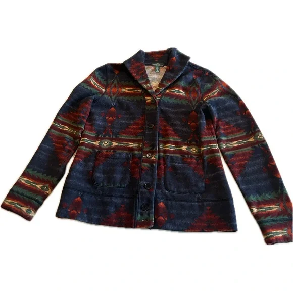 LRL Lauren Ralph Lauren Aztec Jacket- Blazer- Tribal- Shawl Collar- Women’s M - Picture 4 of 8